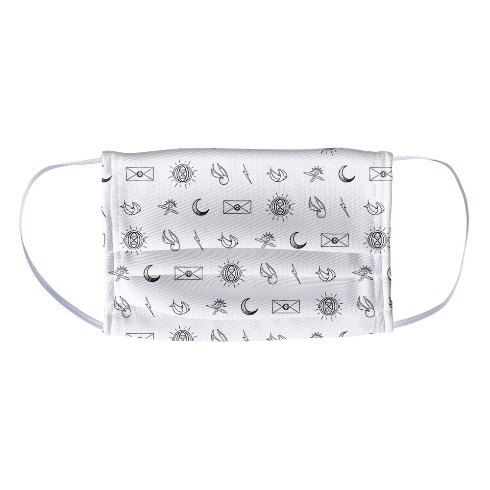 Harry Potter Hand Drawn Icons Pattern 1-Ply Reusable Face Mask Covering, Kids