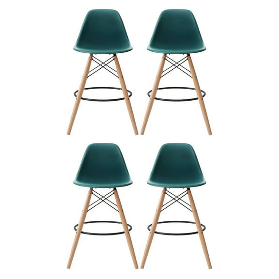 Wooden Base Kitchen Island Bar Stool with Gold Base - Teal