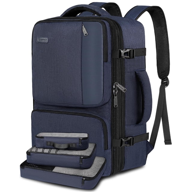 Mochila Vancropak Carry on de 47 litros con 3 cubos de embalaje, color azul