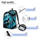 thumbnail image 3 of Disketp Blue Full Moon Wolf print Canvas Backpack Lightweight Travel Daypack Student Rucksack Laptop Backpack-, 3 of 5