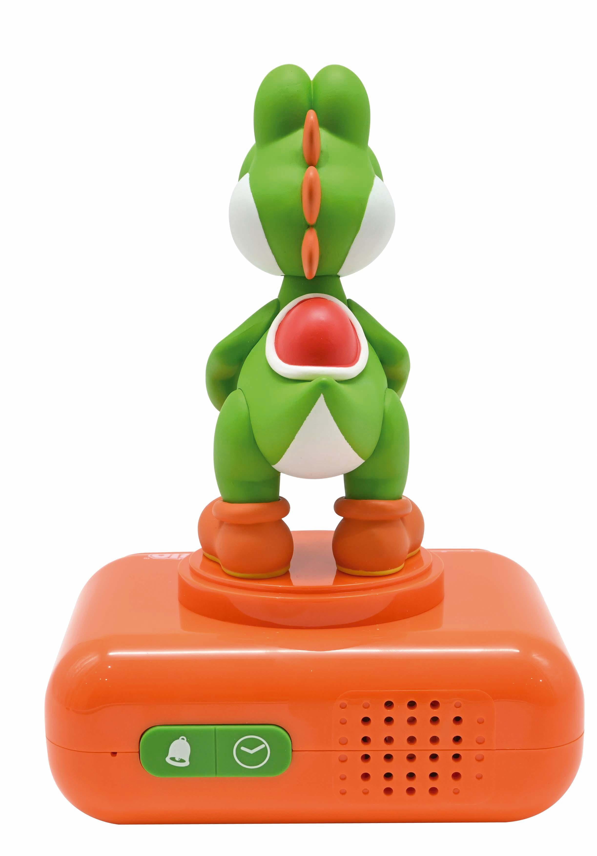 Lexibook, Super Mario, Yoshi Nightlight Alarm Clock, Sounds and Melodies, LCD Backlit Screen, Luminous, Snooze, Red/Green