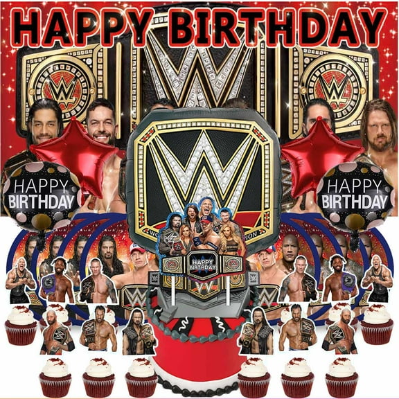 Wrestling Party Supplies Decor Tableware Backdrop Banner Cake Topper Balloons Birthday Decorations