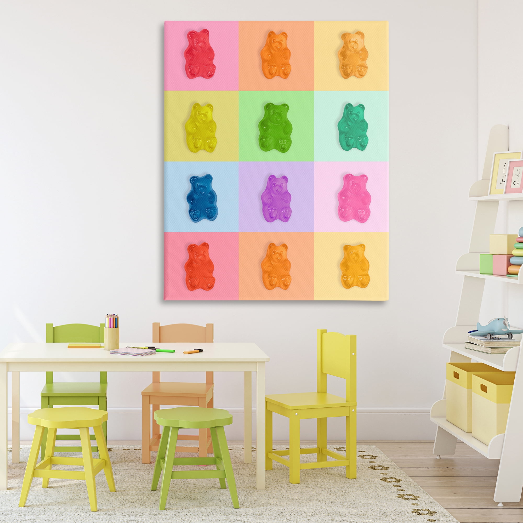 Stupell Industries Rainbow Gummy Bear Candy Grid Canvas Wall Art, design by LISH Creative
