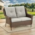 thumbnail image 2 of PARKWELL Outdoor Patio Loveseat Sofa,Weather Resistant Wicker Loveseat with Deep Seat Anti-Slip Cushion,Beige, 2 of 9