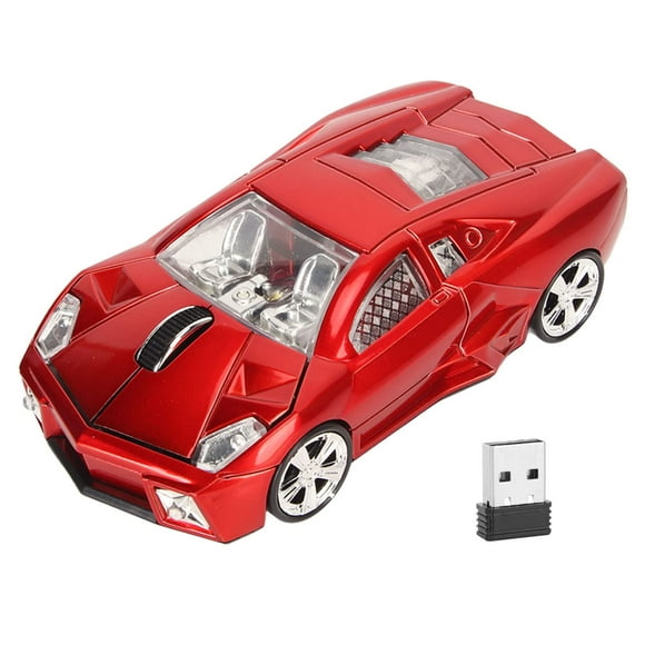 Ratón inalámbrico para computadora ASHATA Sport Car 1600DPI con LED