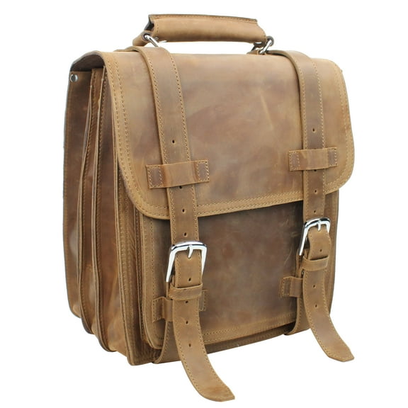 Vagarant Traveler Heavy Duty Full Leather Laptop Bag with Front Pocket L62.VB