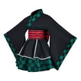 thumbnail image 3 of Black & Green Checkered Tanjiro Style Maid Outfit Dress, 3 of 6