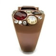 thumbnail image 4 of Womens Coffee Brown Ring Anillo Cafe Para Mujer Stainless Steel with AAA Grade CZ in Ruby Annunziata, 4 of 4