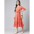 thumbnail image 3 of Janasya Women's Orange Cotton Motifs Printed Ruffled Dresses, 3 of 8