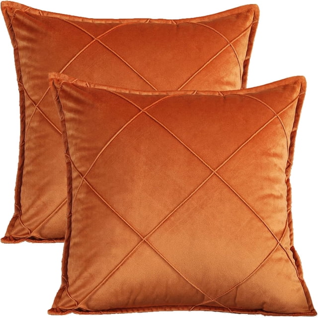 Paquete de 2 fundas de almohada de terciopelo para decoración de sofá, 18 x 18 pulgadas, funda de cojín cuadrada suave de estilo nórdico, funda de cuadros sólidos para dormitorio, sala de