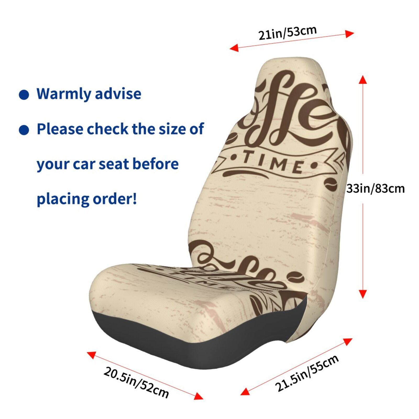 Naloa Coffee Time (2) Car Seat Covers Universal Front Seat Coves for Car Accessories ,Padded Car Covers for Automotive, SUV, Truck, and Van