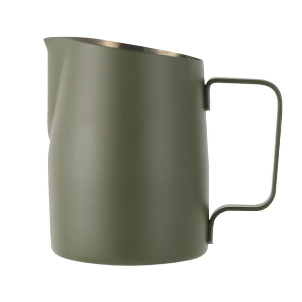 Jarra espumadora de leche para café, con boca oblicua y fácil de limpiar. Verde 450ML