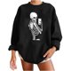 thumbnail image 1 of Sudadera con estampado de calavera de cuello redondo de manga larga suelta divertida vintage para mujer Fridja  FKASFK3086, 1 of 4