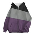 thumbnail image 4 of BODOAO Women's Full Zip Up Hoodie Fall Jacket Oversized Sweatshirt Zipper Long Sleeve Tops Color Block Long Sleeve Hooded Sweatshirts with Pockets Jacket Coat for Women Purple S, 4 of 4