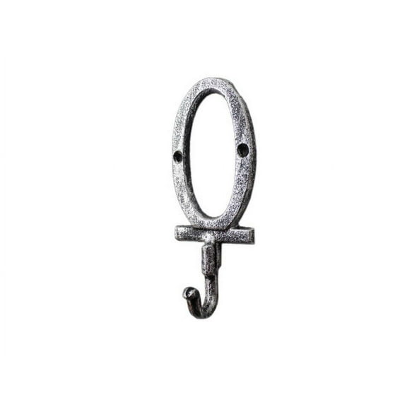 Rustic Silver Cast Iron Letter O Alphabet Wall Hook 6"