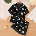 thumbnail image 2 of BLVB Girls Pajamas Silk Satin Pajama Set Short Sleeve Button down Sleepwear Soft Cute Pjs with Ruffle Shorts Kids 2 Piece Loungewear, 2 of 6