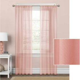 Mainstays Seersucker Textured Sheer Window Curtain Panel Walmart Com