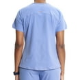 thumbnail image 2 of Cherokee Infinity Women's V-Neck Scrub Top with Kangaroo Pocket, High-Low Hem IN620A, M, Ciel, 2 of 6