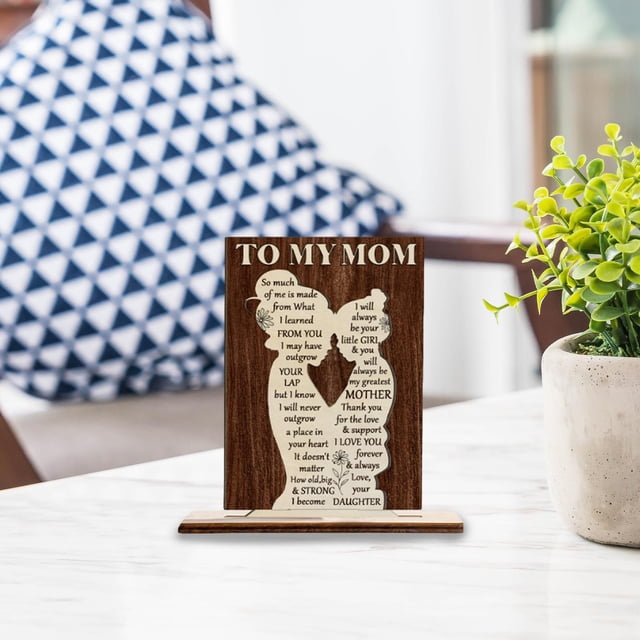Regalos del Día de la Madre de la Hija Placa de Madera Grabado Día de la Madre Artesanía de Madera Regalos Únicos para el Día de la Madre para la Sala