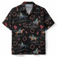 thumbnail image 5 of Cowboy Shirts for Men Summer Short Sleeve Button Up Notch Collar Western Cowboy Horse Printed Casual Shirt, 5 of 6