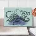 thumbnail image 2 of Octopus Cutting Board, Line Art Drawing Style Marine Creature with Ornaments, Decorative Tempered Glass Cutting and Serving Board, Small Size, Lavender Black and White, by Ambesonne, 2 of 5