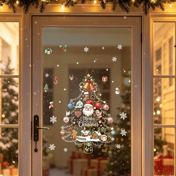 ShaoXinWan Tree Static Window Cling Sticker, Removable Decal for Storefront Panel, Christmas Decorations Indoor Outdoor for Home Window Storefront Party Scene