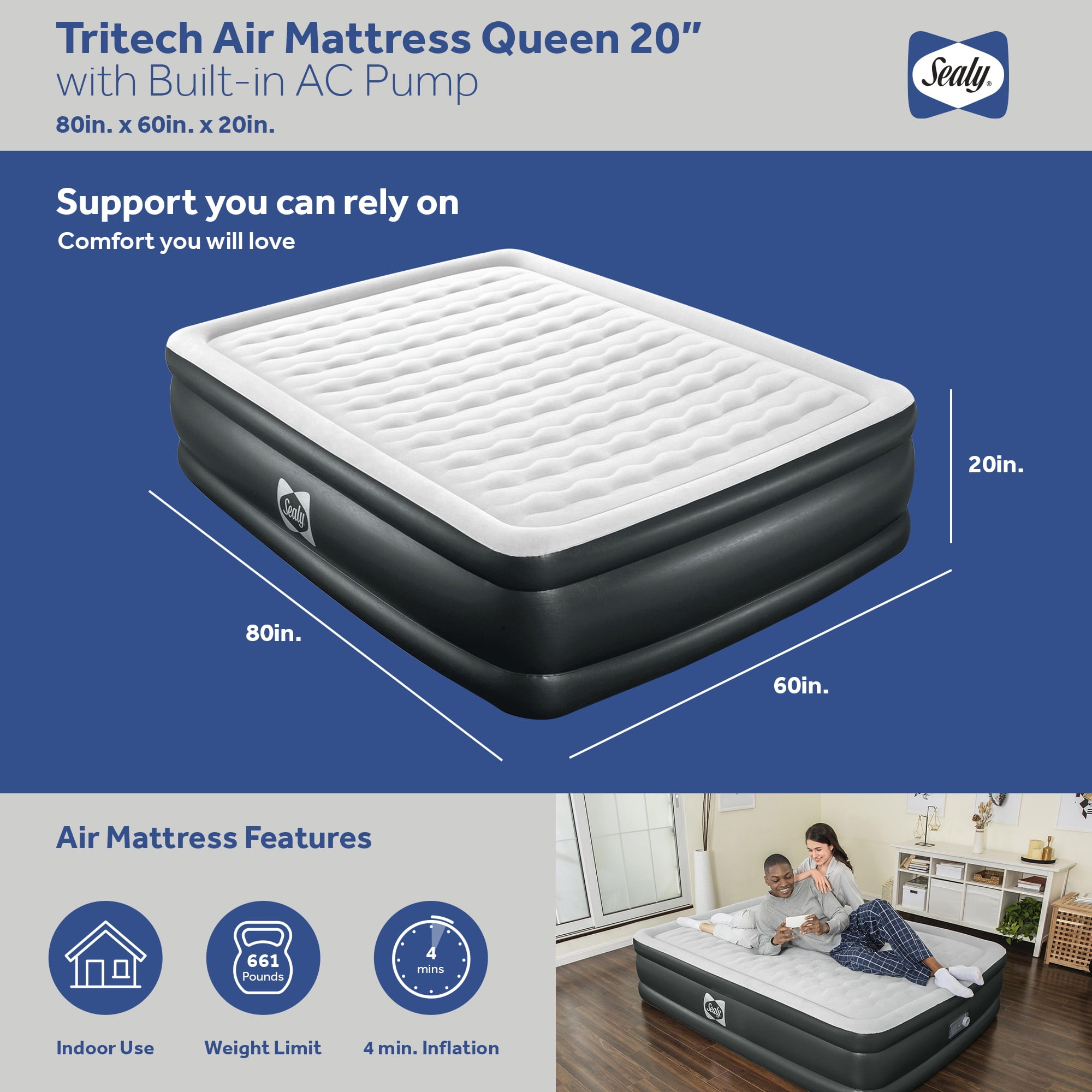Queen air mattress with built in pump walmart hotsell