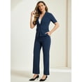 thumbnail image 4 of DARING DIVA Women's One Button Blazer 2 Pcs Outfits Jacket Suit Pants XL Dark Blue, 4 of 6