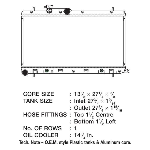 CSF 3100 1 Row Plastic Tank Aluminum Core Radiator