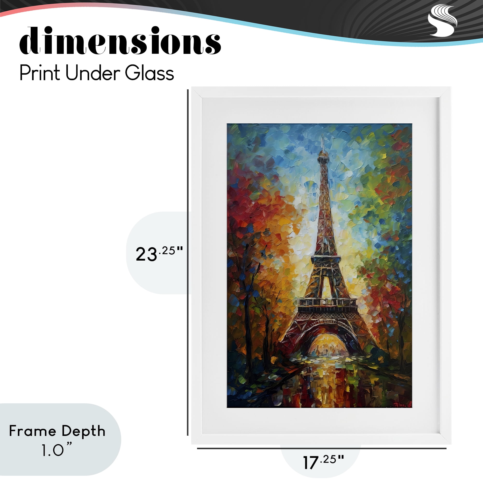 Stupell Industries Colorful Reflection at Eiffel Tower White Framed Print Under Glass, design by Creative Studio