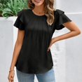 thumbnail image 2 of Blouses de Travail Décontractées à Manches Courtes Col Rond pour Femmes - Design Plissé, Léger, Tenue Toutes Saisons, 2 of 6