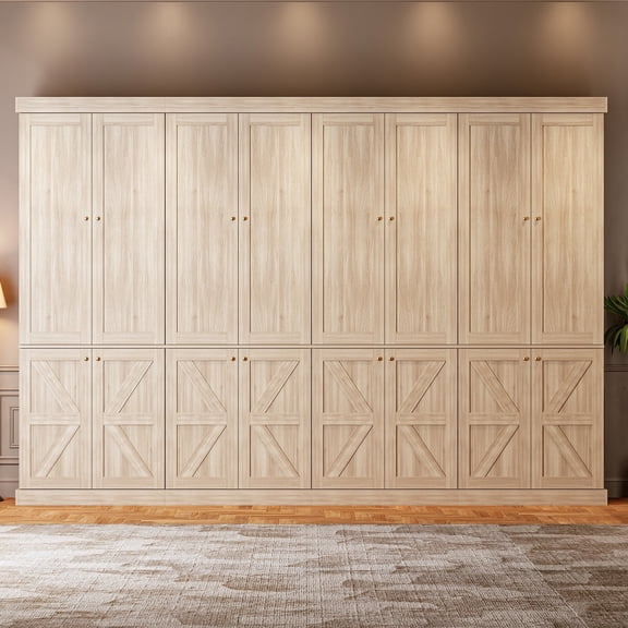 71" Tall Farmhouse Kitchen Pantry Cabinet with Doors,Storage Cabinet with 4-Tier Adjustable Shelves,Wooden Hutch for Home, Kitchen Brown Set of 4