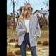 thumbnail image 4 of Sudadera con Capucha y Cremallera para Mujer, de Larga, Informal, de Gran Tamaño, con Bolsillos. Azul Gris XXL, 4 of 10