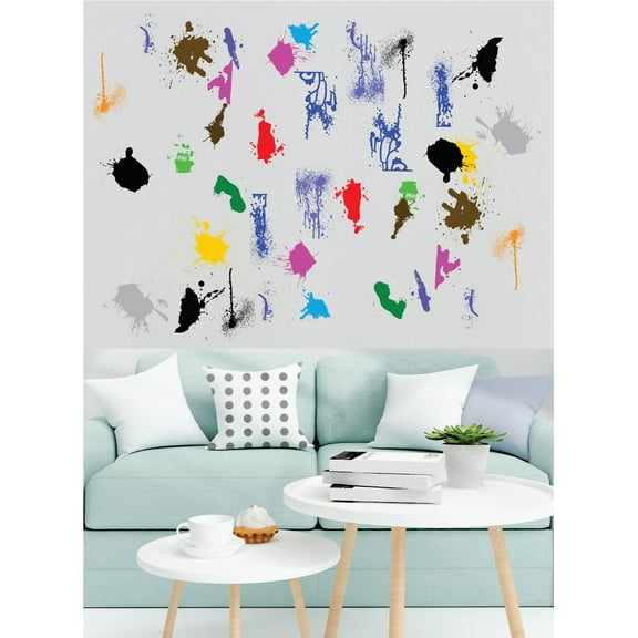 40 pcs sty2 Multicolor Paint Wall Decal Splatter and Splotches Wall Sticker for Classroom Decoration Color Paint Splash Room Decor Ink Splotch