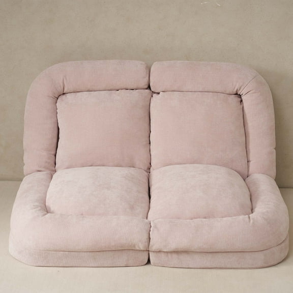 18-Position Adjustable Fold-Out Double Sofa Bed, Pink Guest Bedroom Solution with Space-Saving Design & Full-Size Comfort for Home or Apartment