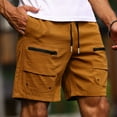thumbnail image 2 of CHGBMOK Men's Cargo Shorts Elastic Drawstring Short Pants Hiking Casual Relaxed Fit Work Shorts with Zipper Pockets, 2 of 7