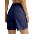 thumbnail image 5 of FUNUONY Women's Athletic Shorts High Waisted Quick Dry Bermuda Shorts for Women Walking Running Casual Wide Leg Yoga Shorts Shorts Summer Gym Athletic Workout Long Shorts with Pockets Navy M, 5 of 6