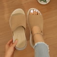 thumbnail image 3 of Xucatan Women's Knit Slide Sandals, Fish Mouth Open Toe Slippers with Thick EVA Sole, Stretchy Elastic Strap Casual Summer Shoes, Versatile Solid Color Design for Beach Outdoor Gift, 3 of 9