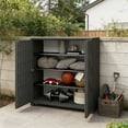 thumbnail image 2 of LEDMOMO Black Plastic Garage Cabinet Weather Proof and Space Efficient Design, 2 of 10