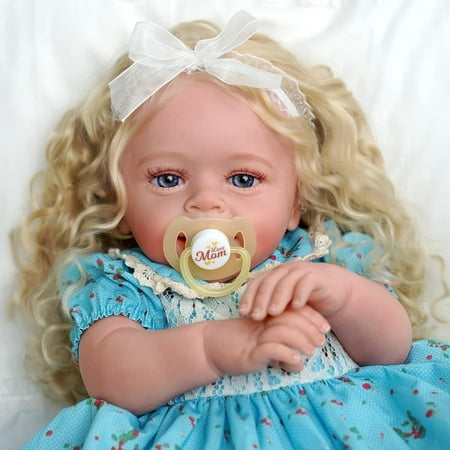 Lifelike Reborn Baby Dolls - 18 Inch Realistic-Newborn Baby Dolls Blond Girl Handmade Real Life Toddler Dolls with Clothes for Kids Age 3+
