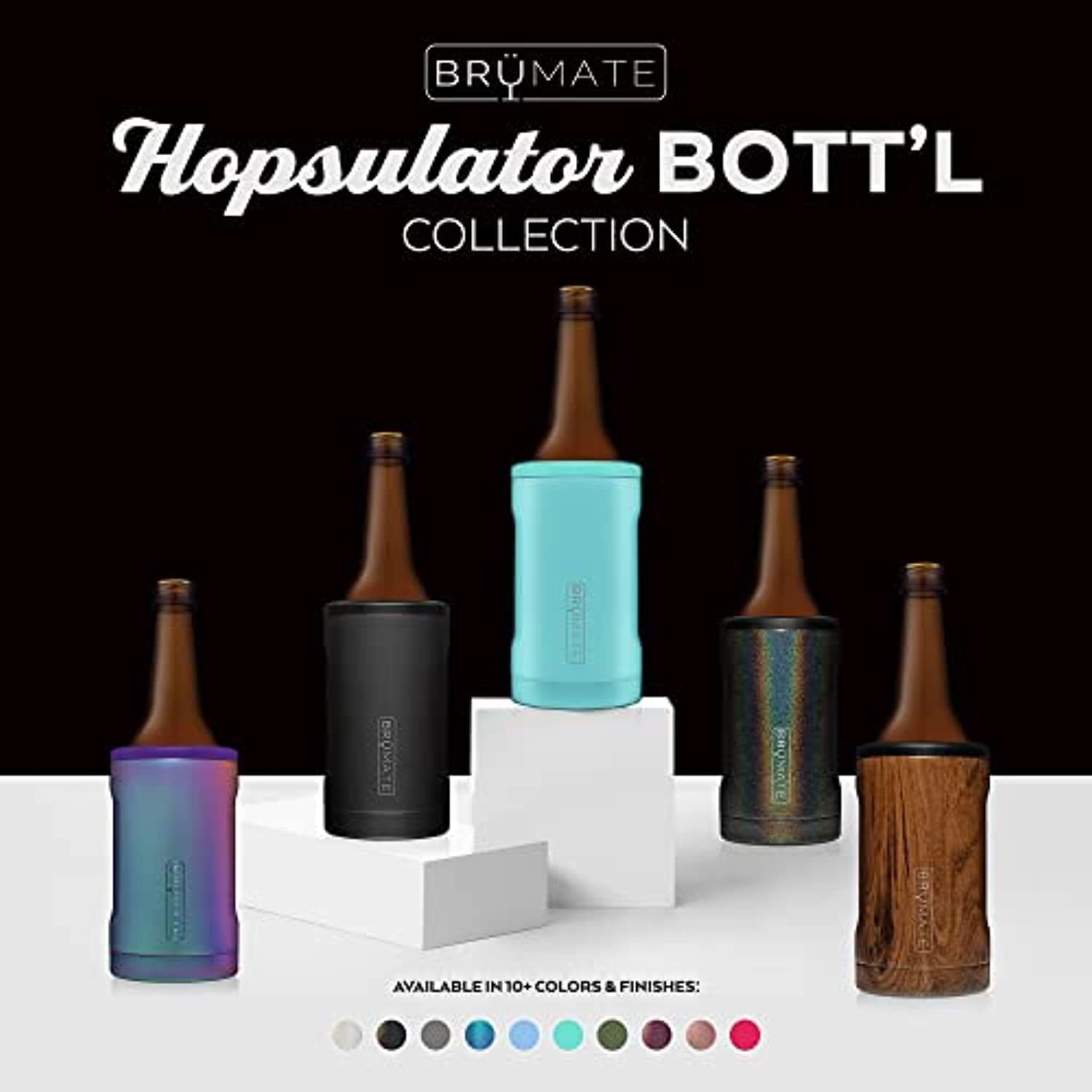  BrüMate Hopsulator Bott'l Insulated Bottle Cooler for Standard  12oz Glass Bottles  Glass Bottle Insulated Stainless Steel Drink Holder  for Beer and Soda (Glitter Charcoal): Home & Kitchen