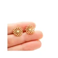 thumbnail image 5 of 4 Pairs 316L Surgical Steel Plum Blossom Gold Flower Men Women Stud Earrings, 5 of 9