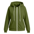 thumbnail image 4 of Women’s Zip‑Up Hooded Drawstring Sweatshirt , Fall Winter Long Sleeve Hoodie with Pockets, Women's ,Size L-5XL, 4 of 4
