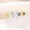 thumbnail image 4 of 2 Pairs Daisy Huggie Hoop Earrings for Women Small Lucky Flower Hoops Mini Cartilage Huggie Sleeper Earring Fashion Jewelry, 4 of 6