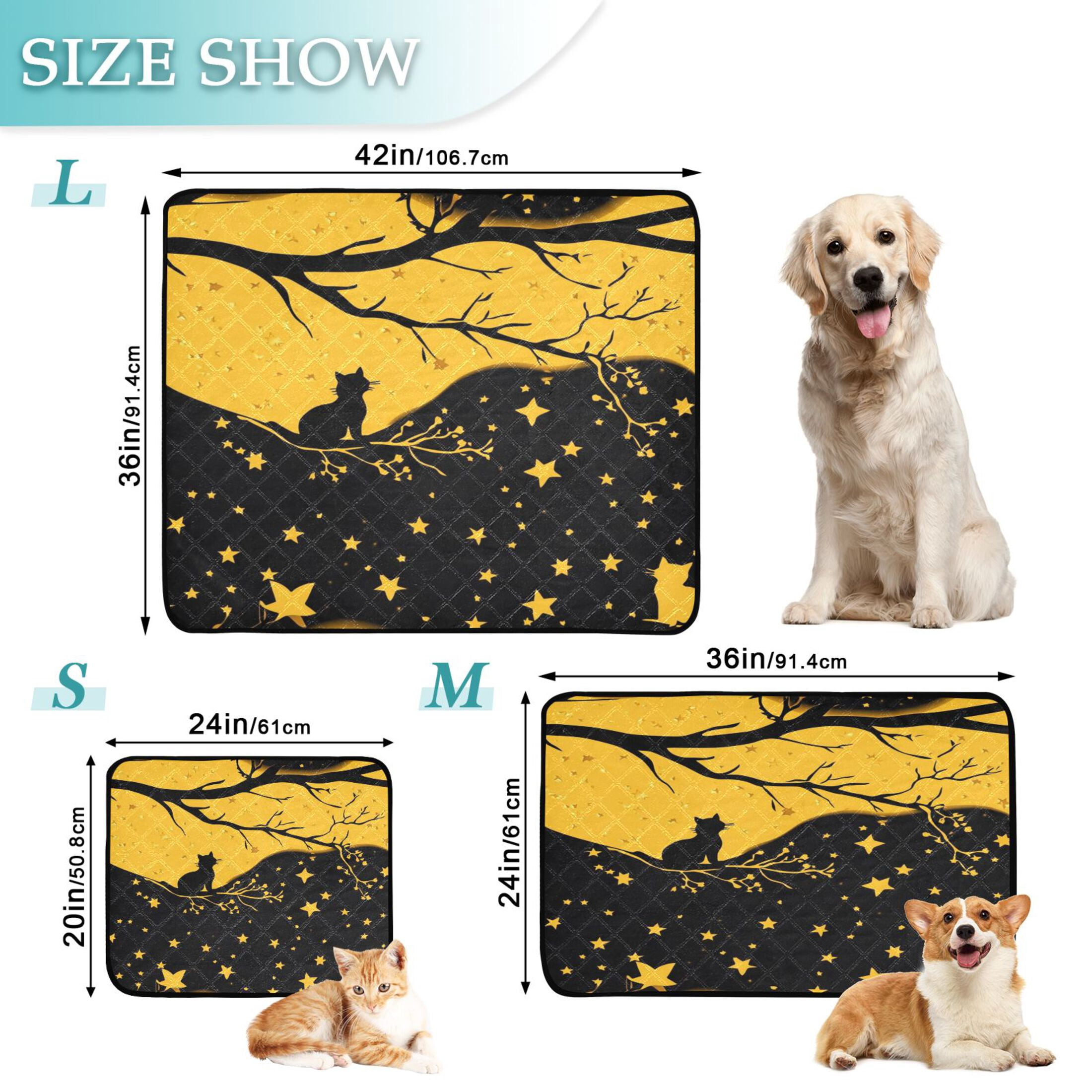 Washable Pet Pee Pads with Super Absorbent Reusable Training Pads for Dogs & Cats Starry Night Sky with Cat