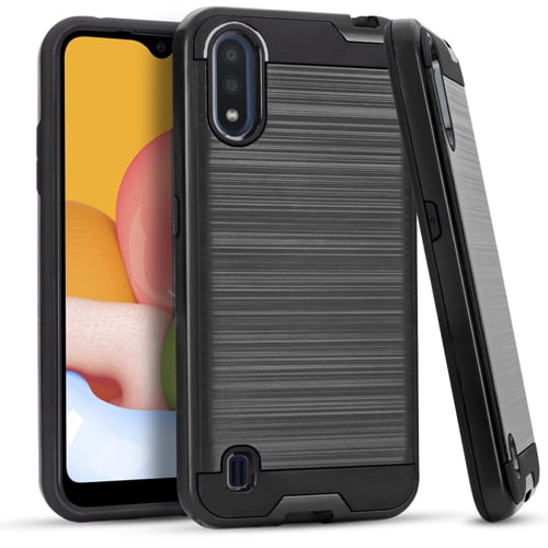 Samsung Galaxy A01 Phone Case, 2-Piece Style Hybrid Shockproof Hard Case Cover with Hybird