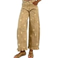 thumbnail image 2 of DORKASM Barrel Jeans Women High Waisted Floral Print Patchwork Baggy Denim Pants Wide Leg Y2k Flowy 2026 Trousers with Pockets Khaki 2XL, 2 of 8