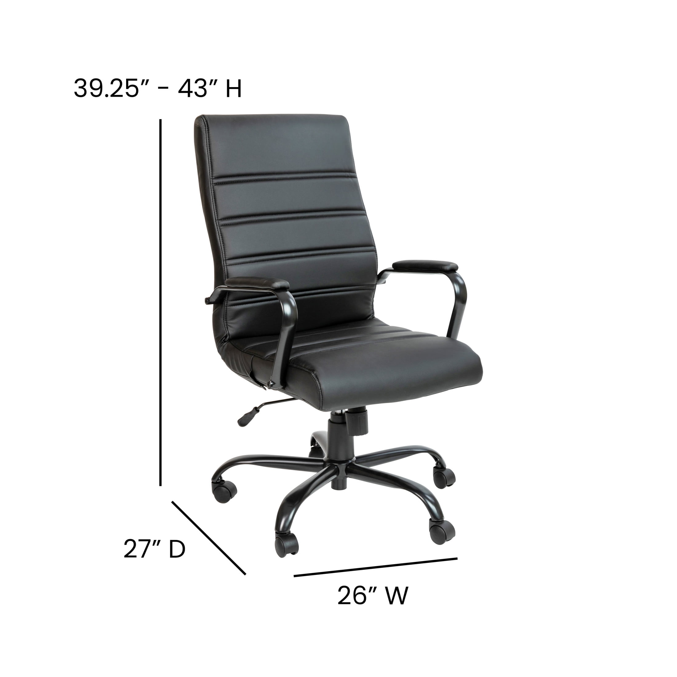 Flash Furniture Whitney High-Back Swivel LeatherSoft Desk Chair with Armrests, Black