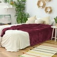 thumbnail image 4 of Unique Bargains Soft Flannel Fleece Sofa Throw Blanket, 78" x 90", Dark Maroon, 4 of 8
