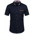 thumbnail image 3 of COOFANDY Short Sleeve Button Up Shirts for Men Slim Fit Denim Shirt Wrinkle Free Lightweight Casual Shirt, 3 of 6
